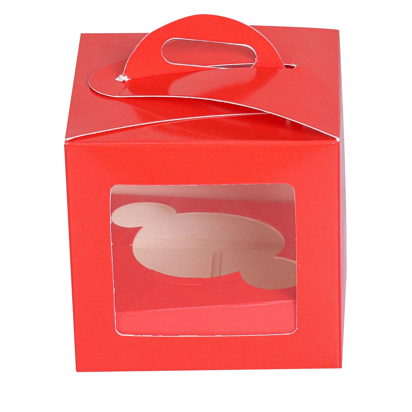 1 CupCake Box With Partition - RED (3.75x3.75x3.75 inch)