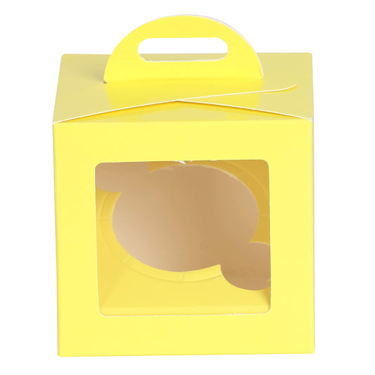1 CupCake Box With Partition - YELLOW (3.75x3.75x3.75 inch)