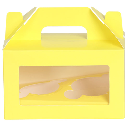 2 CupCake Box With Partition - YELLOW (3.75x6.75x3.75 inch)