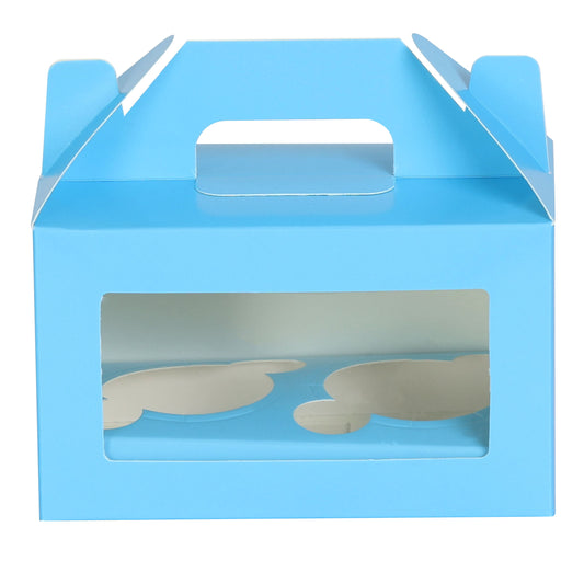2 CupCake Box With Partition - BLUE (3.75x6.75x3.75 inch)