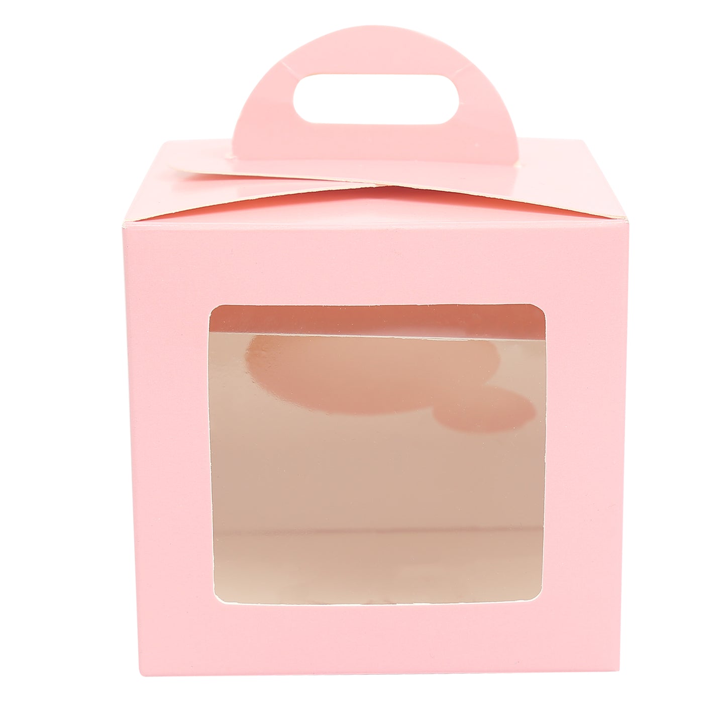 1 CupCake Box With Partition - PINK (3.75x3.75x3.75 inch)