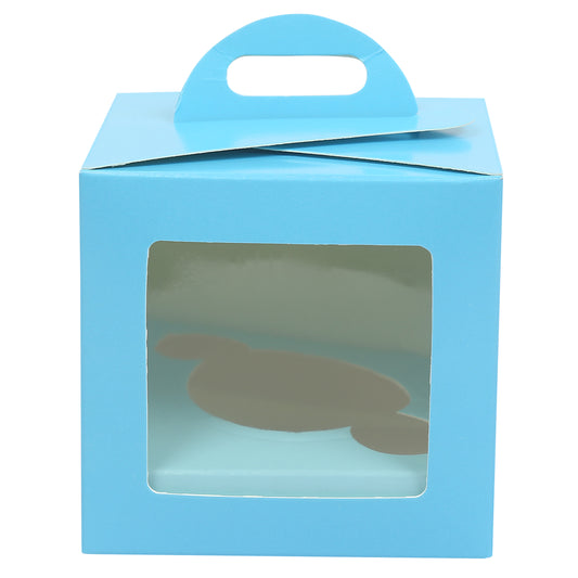 1 CupCake Box With Partition - BLUE (3.75x3.75x3.75 inch)