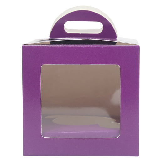 1 CupCake Box With Partition - PURPLE (3.75x3.75x3.75 inch)