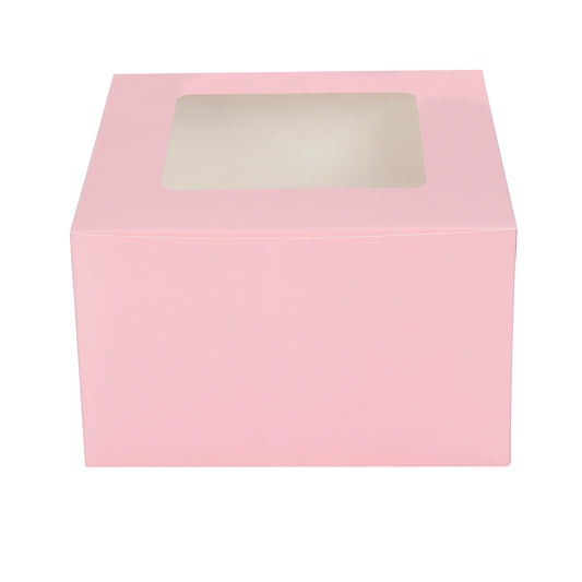 4 CupCake Box With Partition - PINK - (6x6x4 inch)