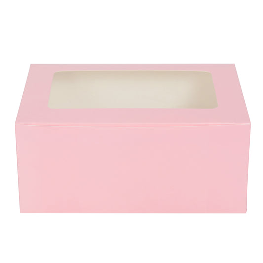 6 CupCake Box With Partition - PINK (6x9x4 inch)