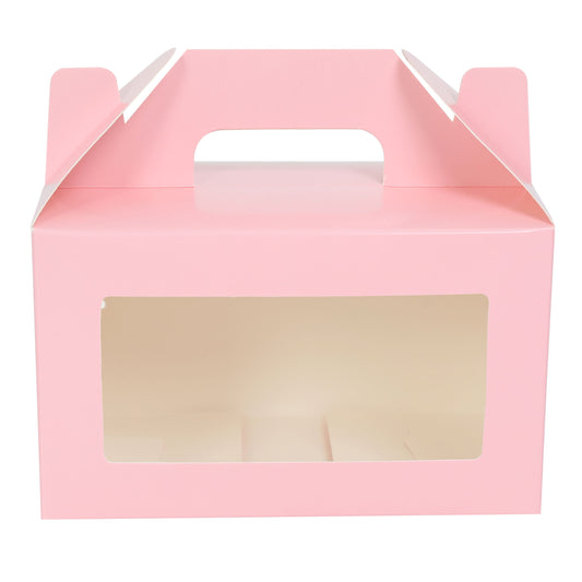 2 CupCake Box With Partition - PINK (3.75x6.75x3.75 inch)