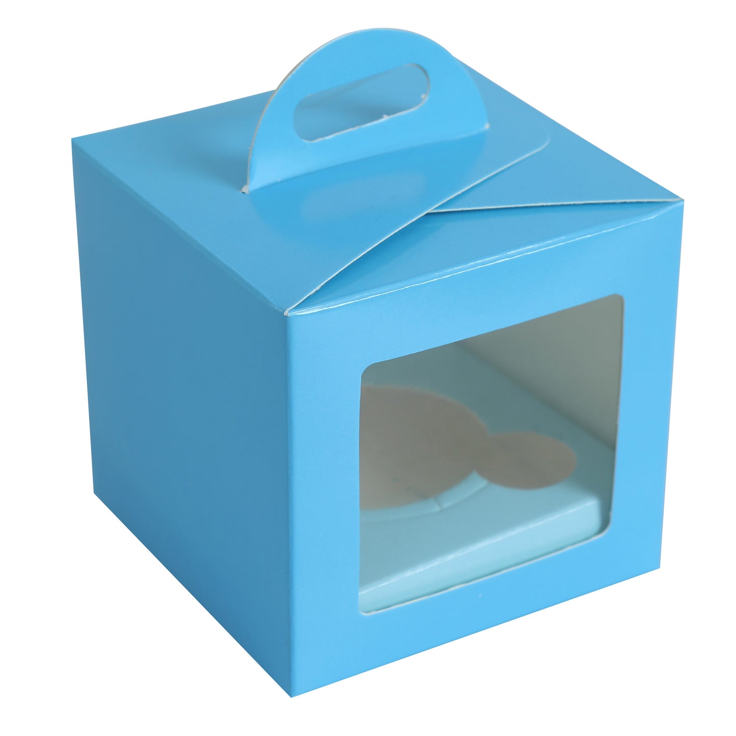 1 CupCake Box With Partition - BLUE (3.75x3.75x3.75 inch)